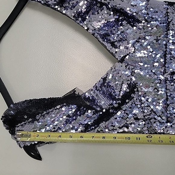 Free People Sequin Metallic Purple Black short dress party cocktail size 6 - Picture 11 of 17